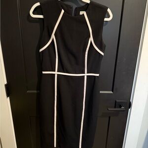 Calvin Klein Black and White Cap Sleeve Sheath Dress